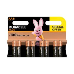 Batterie alcaline Duracell Plus100 Stilo AA  - MN1500  - blister da 8 - DU0111