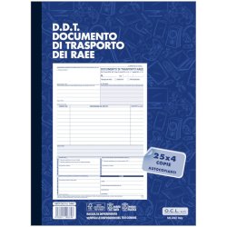Blocco DDT dei RAEE O.C.L. 25x4 copie - conf. 5 blocchi - 21,6x29,7 cm 0446