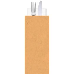 Buste porta posate in carta paglia neutra politenata Le Nappage con tovagliolo 2 veli conf. 500 pz 11x25 cm