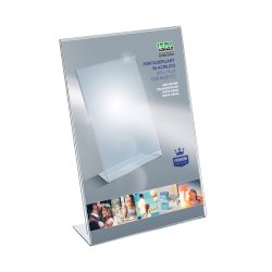 Portadepliant in acrilico con base a L Lebez formato 10x15 cm - verticale - trasparente - 7044
