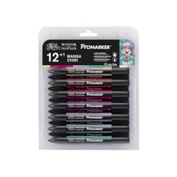 Pennarelli doppia punta Winsor&Newton 12 colori assortiti manga chibi - 0290141