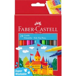 Pennarelli Faber-Castell Castello Superlavabili punta fine 3 mm assortiti astuccio in cartone 24 pezzi - 554202