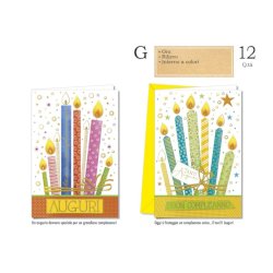 Biglietti augurali compleanno Cromo assortiti in 2 soggetti candeline - conf. 12 pz - BC.8114