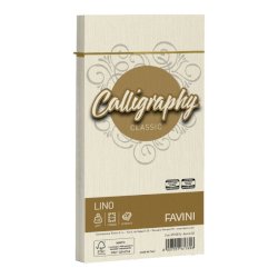 Busta Favini Lino Calligraphy 120 g - formato 11x22 cm - conf. 25 pz - colore avorio - A57Q514