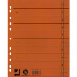 Separatore per archivio con perforazione universale Q-Connect 24x30 cm 230 g/m² arancio  conf. da 100 - KF02790