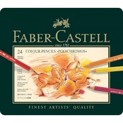 Matite colorate permanenti Faber Castell Polychromos mina 3,8 mm box metallo - colori assortiti conf. 24 pezzi - 110024
