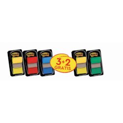 Segnapagina Post-it® index 680 con dispenser - 24,5x43,6 mm Value pack 3+2 rosso, verde, giallo, blu - 680-3+2