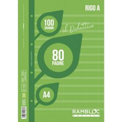 Blocco ricambio didattico Rambloc formato A4 40 ff - 100g rigatura A - 90524386