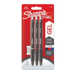Penna gel a scatto Sharpie S-Gel - punta media 0,7 mm - Conf. 3 pezzi assortiti blu/rosso/nero 2136596