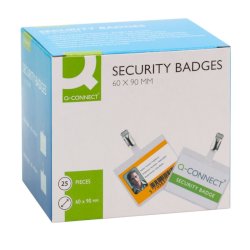 Portabadge Q-Connect plastica 90x60 mm con clip - Security badge chiuso Confezione da 25 pezzi - KF01562