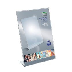 Portadepliant in acrilico con base a L Lebez formato 13x18 cm - verticale - trasparente - 7045