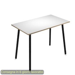 Tavolo alto Skinny Metal 140x80xH.105 cm con gambe metalliche nere Artexport piano bianco - 6402-DJC-3C-AQ