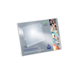 Portadepliant in acrilico con base a L Lebez formato 15x10 cm - orizzontale - trasparente - 7041