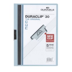 Cartellina con clip Durable DURACLIP® A4 - dorso 3 mm - capacità 30 fogli azzurro - 220006
