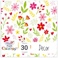 Tovaglioli in pura cellulosa Dopla DO 3 veli 33x33 cm - fantasia Flowers - conf. 30 pz - 18427