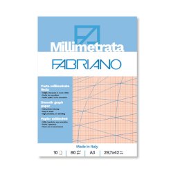 Blocco carta millimetrata Fabriano 10 fogli - 80 g formato A3 - 19100664