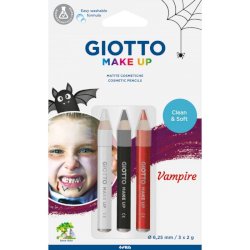 Tris tematico di matite cosmetiche GIOTTO Bianco, Nero, Rosso - Vampire conf. 3 pezzi - 473500