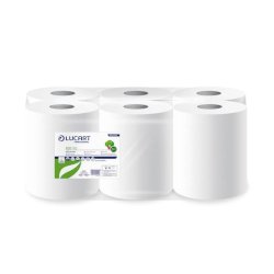 Asciugamani industriali multiuso Lucart Eco 180 m 2 veli 6 rotoli da 486 strappi - 852099I
