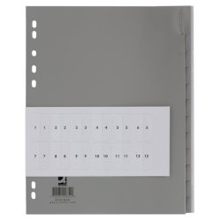 Divisore personalizzabile Q-Connect grigio 24,5x29,7 cm ppl 12 pagine KF01854