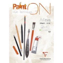 Blocco collato Clairefontaine Paint'on 250 g/m² A4 - conf. 4 pz - 96537C