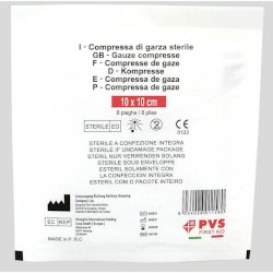 Busta di garza compressa sterile - 10x10 cm a 8 pieghe PVS bianco GAZ111
