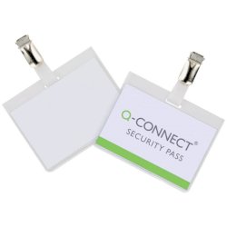 Portabadge Q-Connect plastica 90x60 mm con clip - Security badge chiuso Confezione da 25 pezzi - KF01562