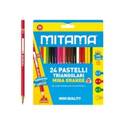 Pastelli laccati fusto triangolare Mitama - mina 3,3 mm - colori assortiti conf. 24 pezzi - 61992