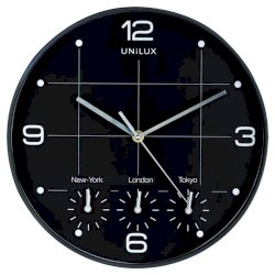 Orologio da parete al quarzo UNILUX On Time con 4 fusi orari Ø 30 cm nero 400094567