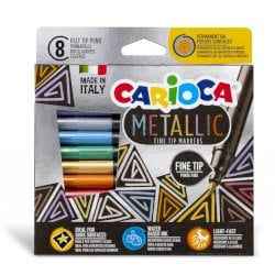 Pennarelli a punta fine Carioca Metallic - conf. da 8 colori assortiti - 43162